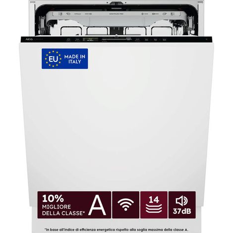 AEG Lavastoviglie Incasso 60 Cm - Int. Totale 14 Coperti Classe A-10% 37 Dba MADE IN ITALY GI9210X2TF. Posizionamento dell'apparecchio: A scomparsa totale, Dimensione: Dimensione massima (60 cm), C...