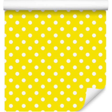 Papier peint à pois jaunes, haut jaune pour salon et chambre 50x1000 cm (1/5)