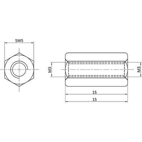 Entretoise M3-M3 econ connect D3X15I5MH laiton (nickelé) 1 pc(s)