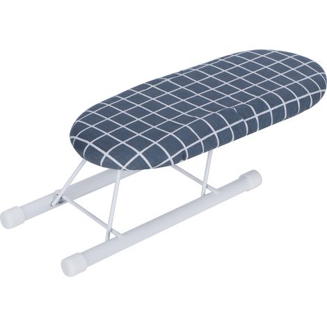 Mini table à repasser pliable pour manches, poignets et cols, idéale pour la maison et les voyages. Grille bleu foncé. (1/5)