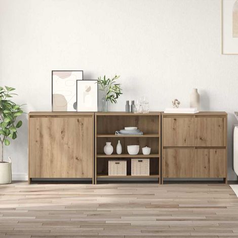 Buffets 3 pcs-Lot de 3 Meuble de rangement chêne artisanal 70 x 41 x 75 cm Bois d'ingénierie 869484 (1/5)