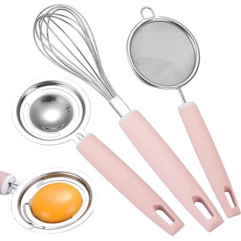 Eiertrenner, Eiertrennwerkzeug Eiertrenner aus Edelstahl, Eiersieb mit langem Griff Schneebesen, Eiweißentferner, Eiweißsieb zum Backen (1/2)