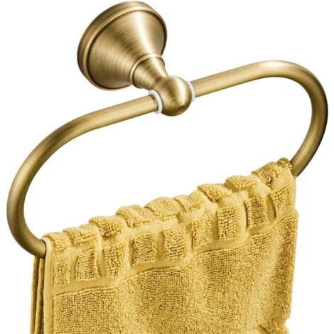 Antique Brass Oval Towel Ring Elegant Brushed Bronze Wall Mount for Kitchen and Bathroom (1/5)