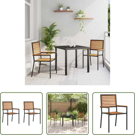 Gartenmöbel - Garten Stapelstühle 2 pcs Braun und Schwarz (1/5)