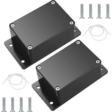 Wiring Box, 2 Pieces Junction Box, Wiring Connection Box with Fixed Ear, Outdoor Electronic Plastic Enclosure, for Electronic DIY, 100 x 68 x 50 mm, Black (1/5)