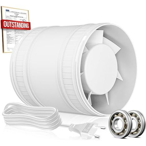 Air Extractor 100 mm, Compact Duct Fan, 15 W 130 m³/h Silent Extractor Aerator, VMC Bathroom Cellar Garage Tent (1/5)