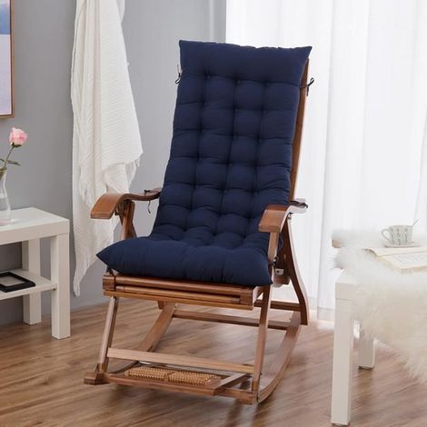 Coussin de Chaise Longue Bain de Soleil, Coussin transat Jardin Exterieur antidérapante avec Couvre-Chef,120 x 48cm,Bleu (1/4)
