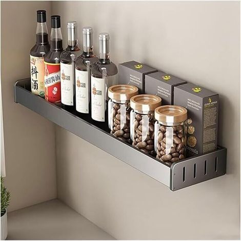CSPARTV Porta spezie da parete 40x13,8x5,5 cm, mensola da cucina senza foratura, porta spezie in metallo, mensola da parete per mobile da cucina (1/5)