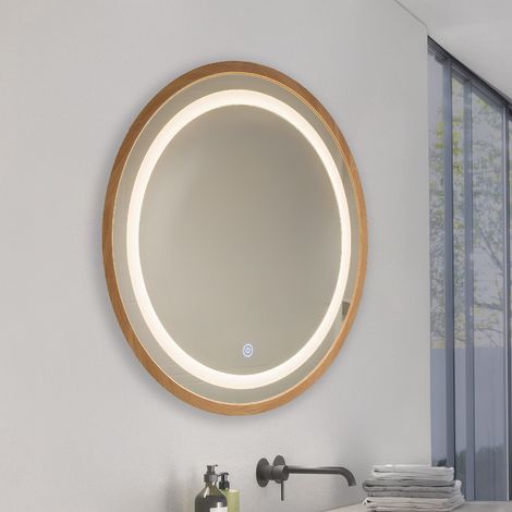 IluminaShop - Espejo para Bano LED 15W Wood Round CCT IP44  3000+4000+6000 (1/5)