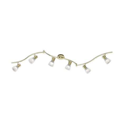 Barra 6 Spot Luci Faretti GU10 3W Orientabili Ottone Vetro Levisto GD Trio