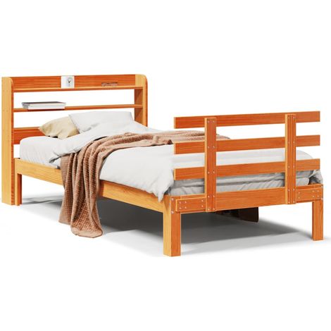 Maison Exclusive - Estructura cama con cabecero madera pino marró