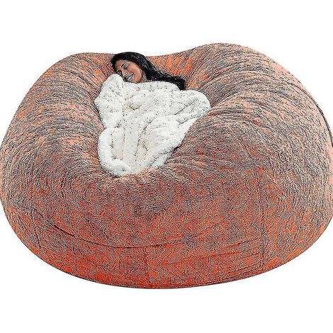 Pouf Lazy Sofa en fausse fourrure - 135 cm x 65 cm - orange