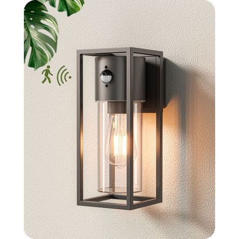 Applique Murale Extérieure avec Détecteur de movement, Étanche IP44, Douille E27, Ampoule non Incluse, Gris Foncé (1/5)