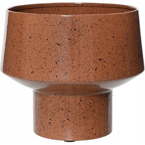 Couvercle en métal décoratif 24 x 20 cm, marron à pois noirs