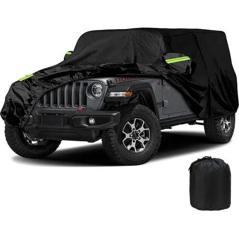 Housse De Protection De Voiture Étanche pour Jeep Wrangler 2 Portes Cj,Yj, Tj & Jk, Couverture De Voiture De Garage Complet De Voiture 210D avec Bretelles Coupe-Vent (Noir, 2 Portes) (1/4)