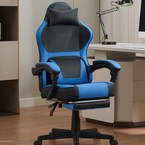 Chaise de jeu ergonomique professionnelle avec soutien lombaire et cervical, repose-pieds réglable, capacité de charge de 300 lb (136 kg (1/5)