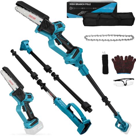 Mini-Akku-Kettensäge (15 cm), kompatibel mit Makita 18V (Akkus nicht im Lieferumfang enthalten), 2-in-1 Teleskop-Astschneider, kleine Säge mit Sicherheitskette (1/5)