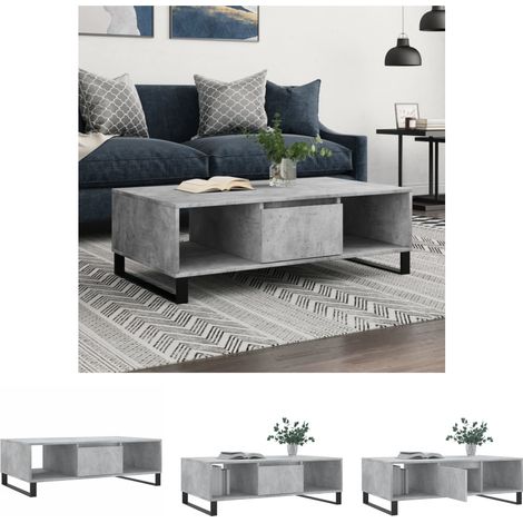 Stauraum - vidaXL Couchtisch Betongrau 104x60x35 cm Holzwerkstoff - Holzwerkstoff Couchtisch (1/5)