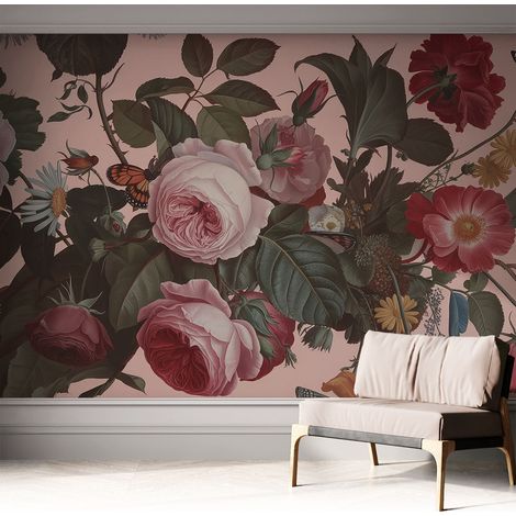 Selbstklebend Tapete modern Wohnzimmer - Wanddekoration - einfach anzubringen Blumige Eleganz 312x219 cm (1/5)