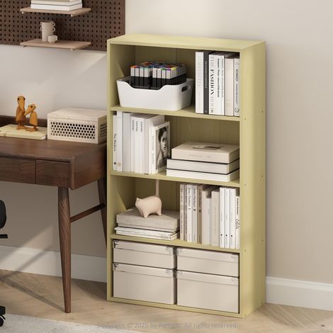 Étagère, Bibliothèque À 4 Niveaux avec Étagère Ouverte, 24 x 60 x 106 cm, Idéale pour Le Salon, La Chambre Ou Le Bureau, Hêtre Étuvé. (1/5)