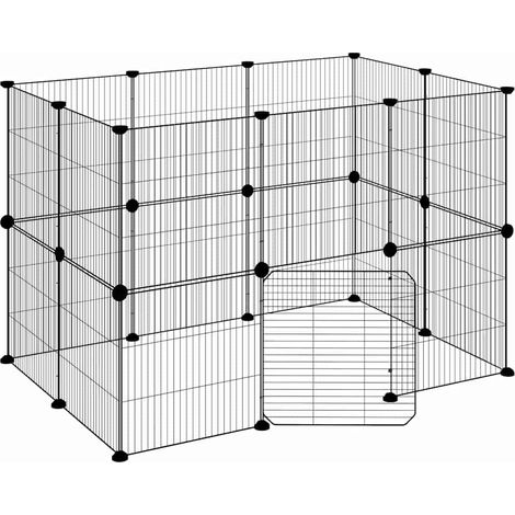 Maison Exclusive - Gabbia per Animali 20 Pannelli con Porta Nera 105x70x70 cm Acciaio (1/5)