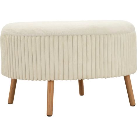 Pouf Rotondo Bianco 83x83 cm Imbottito Morbido per Soggiorno Relax (1/4)