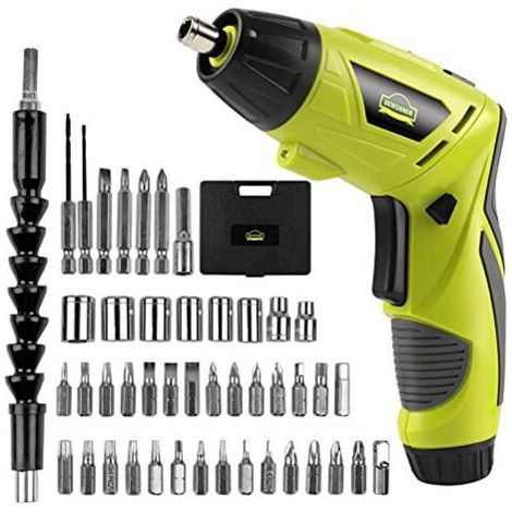 Visseuse Sans Fil 6Nm, Visseuse Devisseuse sans Fil 1300mAh 3.6V avec 45 accessoires,Adaptateur de charge avec câble USB et boîte de rangement (1/5)