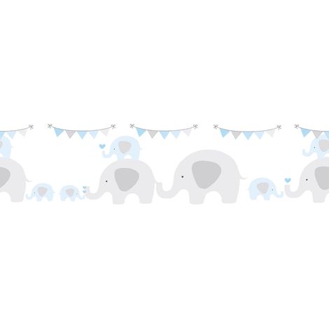 Frise murale pour enfant avec des éléphants Frise murale idéale pour une chambre de garçon Frise murale pour décorer une chambre de bébé (1/5)