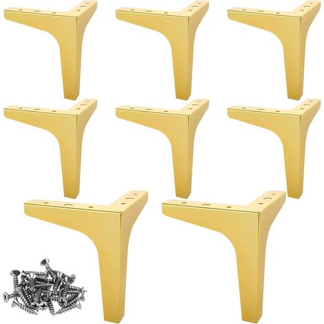 (Doré, avec 40 vis) 8 pieds de meubles dorés, pieds de canapé en métal de 15 cm, capacité de charge jusqu'à 800 kg, pieds de meubles triangulaires modernes pour canapé, table, lit, armoire (1/5)