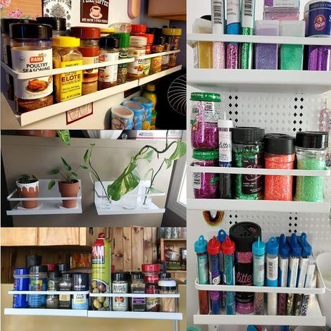Kühlschrankablage - Magnetische, einstöckige Ablage mit Gewürzhalter, geeignet für Küche, Wohnzimmer und Badezimmer (Weiß) (1/4)