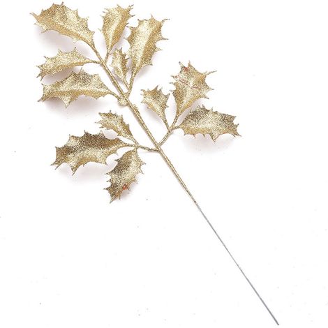 Feuilles de plante artificielles scintillantes pour décoration de Noël, pendentif sapin, accessoires festifs brillants (1/5)