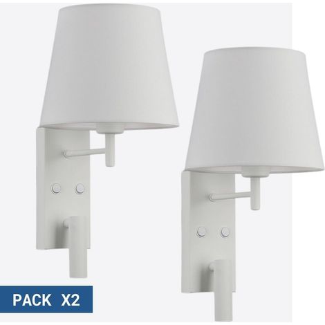 Pack x 2 - Wandleuchte + LED Leselampe NOAH - 3,4W - Weiß
