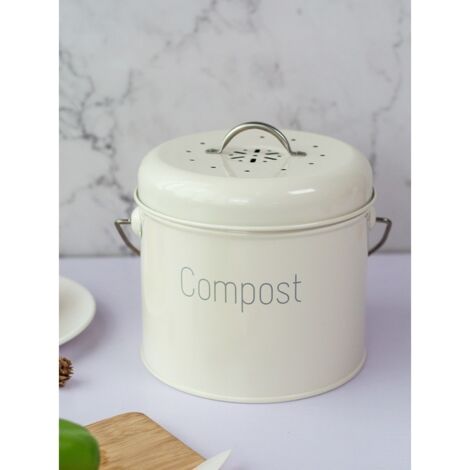 Bac à compost en acier inoxydable Bac à compost de cuisine avec filtre à charbon (1/5)