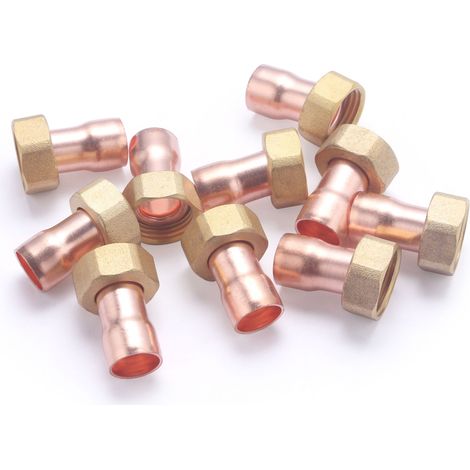 Racor 2 Piezas Recto para Soldadura QUICK PLOMBERIE - Ø14 Tuerca Cautiva Hembra 1/2 x 10 unidades