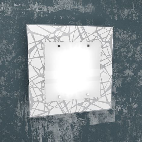 Applique Contemporanea Stripes Metallo Bianco Vetro Serigrafato 2 Luci E27 (1/2)