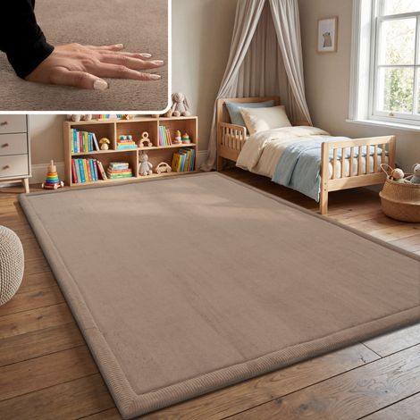 Paco Home Tappeto Bambini Cameretta Bambina Ragezzi Tappeto Morbido Antiscivolo Moderno 160x220 cm, Beige (1/5)