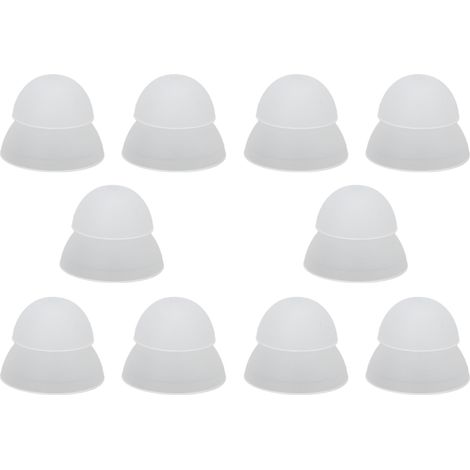 10 Dômes de Remplacement pour Aides Auditives 12mm/0.5" en Silicone Doux Double Couche, Lavables et Anti-Statiques, Blanc (1/5)