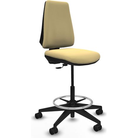Taburete Elche CP similpiel crema base piramidal ruedas 65mm nailon