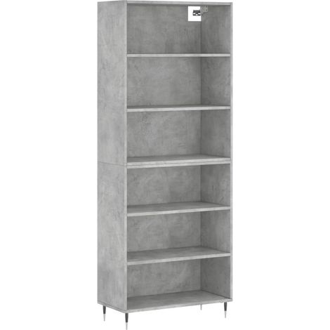 Buffet bahut commode armoire meuble de rangement organisateur cuisine salle de séjour salon 69,5 x 32,5 x 180 cm bois d'ingénierie gris
