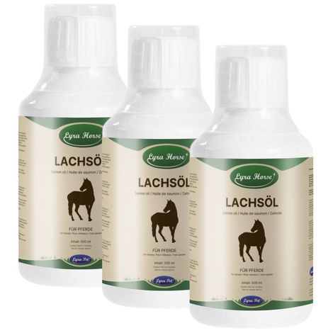 3 x 500 ml Lyra Horse® 100 % huile de saumon pour chevaux