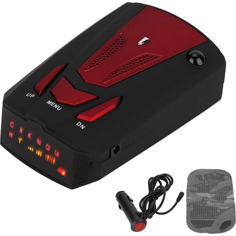 Détecteur de radar laser V7 GPS 16 bandes fréquence 360° alerte vocale vitesse sécurité voiture (Rouge) (1/5)