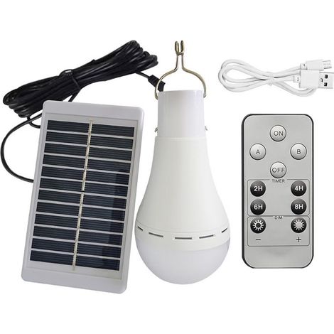 Lampe Solaire - Charge Solaire Et USB - Télécommande Sans Fil - Pour Camping Extérieur Et Secours Domestique - 1 Pièce (1/5)