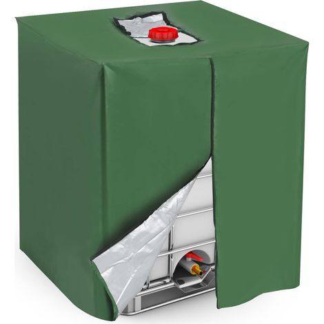 Housse de Cuve IBC Fermeture Éclair 275 Gallons, 420D Oxford Épais Imperméable Soleil Pluie, Protection Réservoir d'eau Jardin Extérieur 1000L (39,37 X 47,24 X 45,66 Pouces, Vert) (1/5)