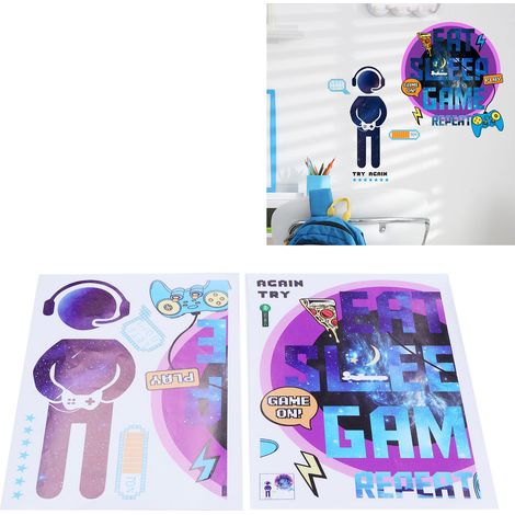 Stickers muraux en PVC amovibles et auto-adhésifs, motif gamer, papier peint pour chambre ou salle de jeux (1/5)