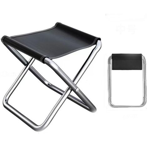Style semi-pliable Noir Moyen Tabouret pliant, tabouret de pêche portable, tabouret de camping pliant, tabouret de pique-nique, siège de métro, tabouret de poche ultraléger pour la maison (1/4)