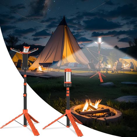 Projecteur de Chantier LED Avec Trépied, 9000mAh Projecteur LED Rechargeable, Lampe de Travail avec Dimmable 3000K/4000K/6500K Pour Camping, Garage, Chantier, Atelier (1/5)