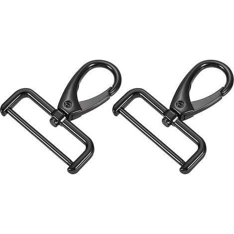 10Pcs Fermoirs Pivotants Crochet, 38mm(1-1/2 Pouce) D Anneau Détachable Snap Métal Homard Pince Fermoir avec Tournevis pour Pochette Porte-clés Bricolage, Noir