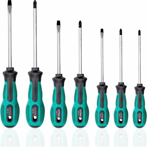 Set di cacciaviti magnetici da 7 pezzi con 3 teste a taglio e 4 a croce, impugnatura antiscivolo, acciaio al cromo vanadio ad alta resistenza, set di cacciaviti professionali con punte temprate.