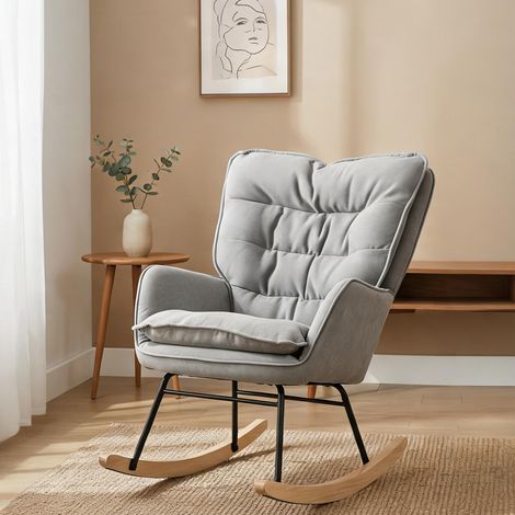 Fauteuil cinza claro en chenille Poliéster 71 x 98,5 x 97 cm (1/5)