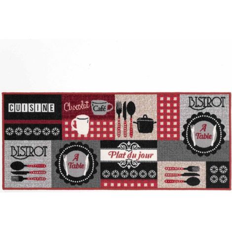 Tapis de Cuisine "Digital Menu" 50x120cm Rouge